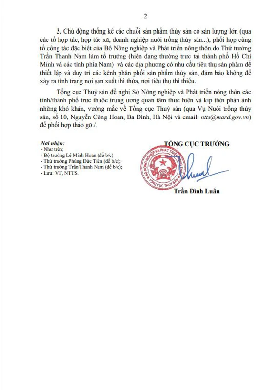 Công văn Tổng Cục Thủy Sản tháo gỡ khó khắn trong lưu thông hàng hóa