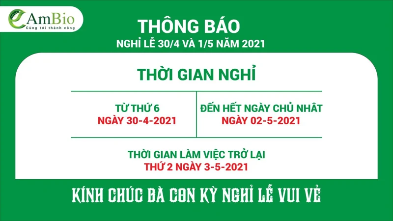 Thông báo nghỉ lễ 30-4