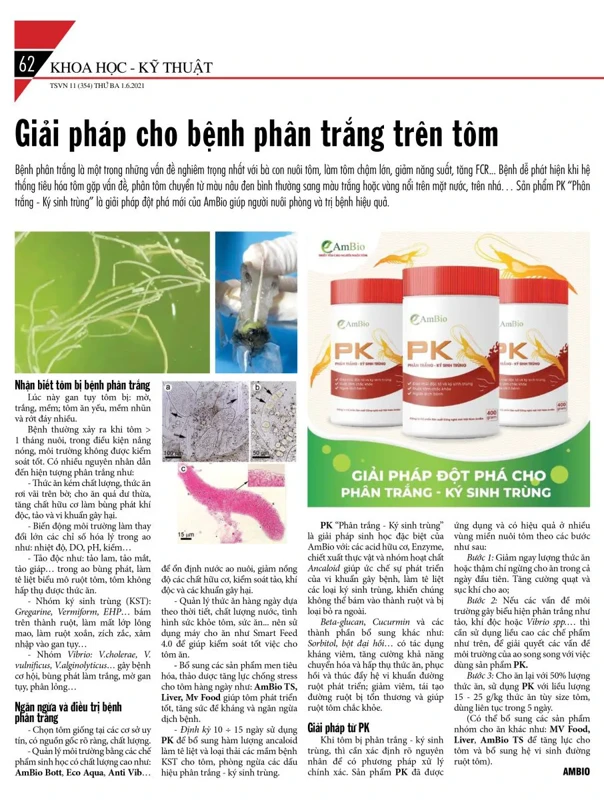 Thủy sản Việt Nam "AmBio PK - Khỏi lo phân trắng, ký sinh trùng"