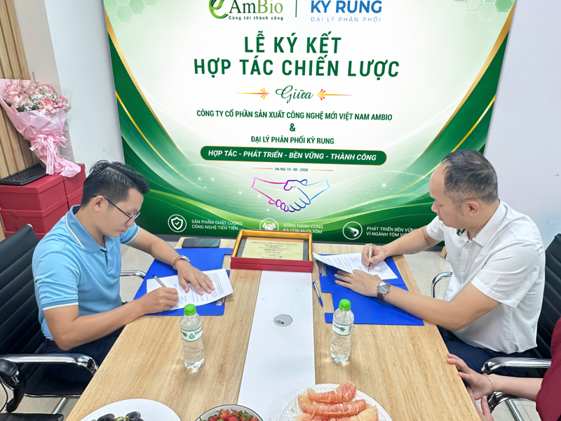 AmBio và Đại lý phân phối Kỳ Rung chính thức ký kết hợp tác: Chung sức phát triển thị trường, đồng hành cùng người nuôi tôm
